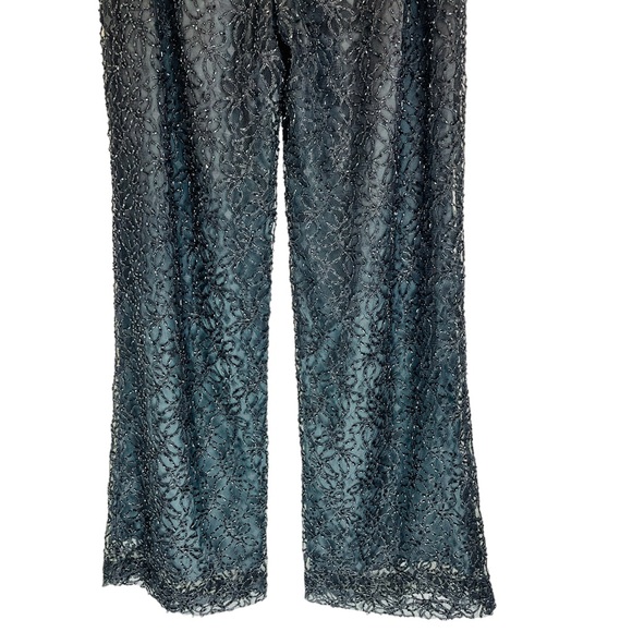 Vintage ZOLA EVENING Black Beaded Wide Leg Pants‎ Sz 10 Party Holiday Formal - Picture 8 of 13